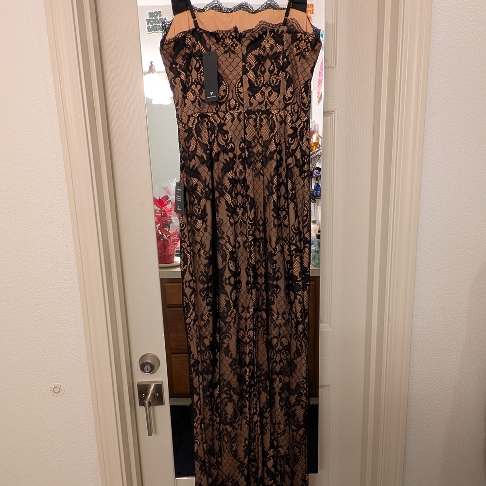 NWT Lulu's Classy Flirtation Black And beige Bustier Maxi Dress Size Small - Picture 4 of 16